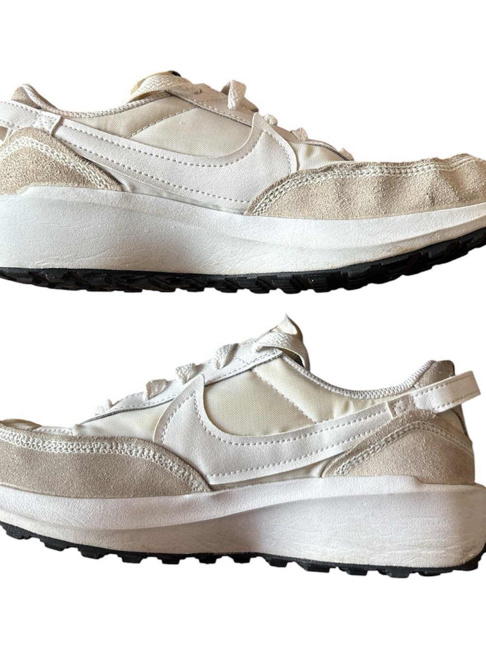 Nike Shoes Womens 7 Waffle Debut Athletic Running Sneakers White Suede Lace Up - Picture 2 of 7